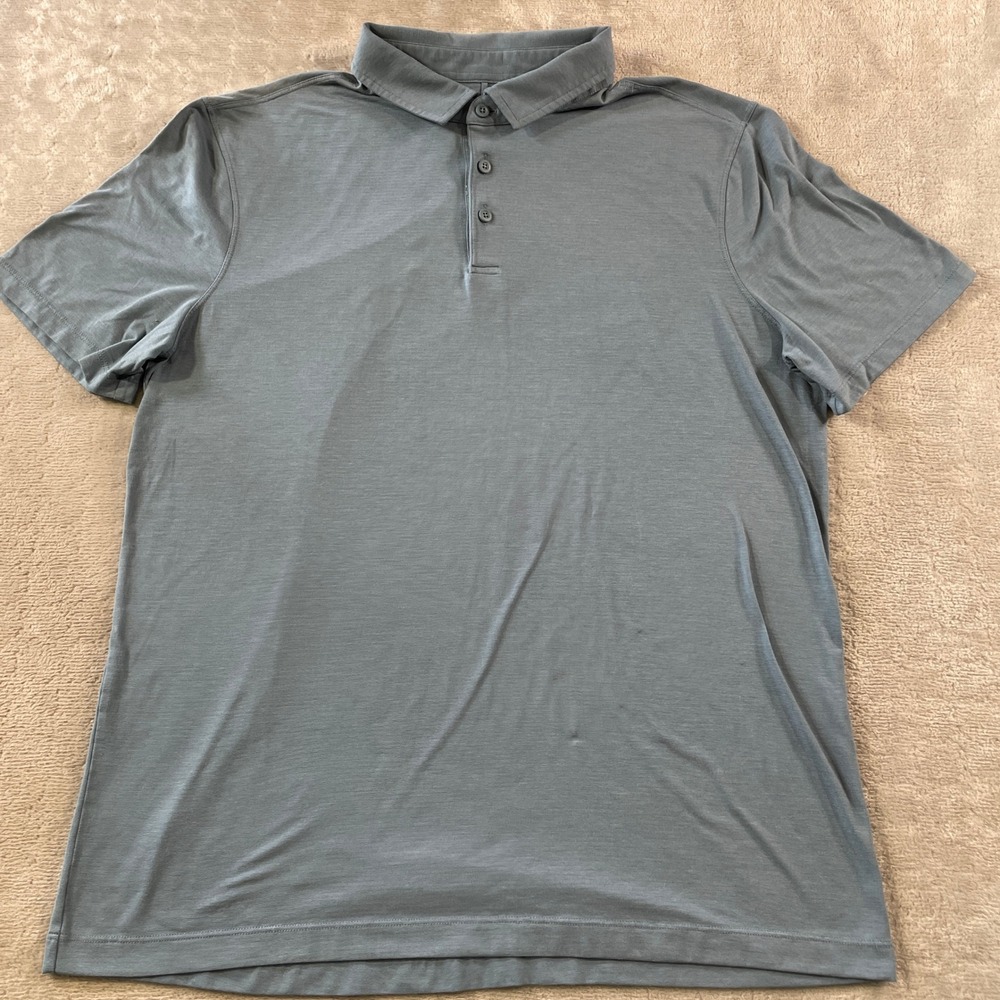 Lululemon Evolution Polo Shirt Mens Large Blue Gray Casual Preppy Minimalist